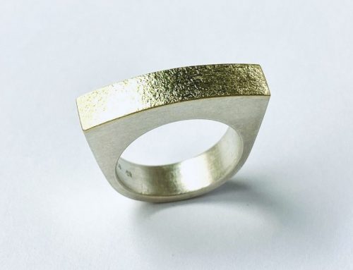 Schmuck Ring Silber Gold Granitstruktur